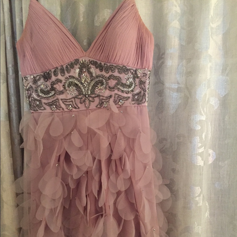 Gorgeous Dusty Rose hand beaded empire waist dress